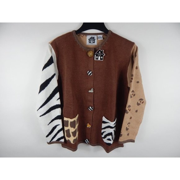 Storybook Knits Sweaters - Vtg Storybook Knits Animal Print Knitted Sweater Multicolor M Women's New WT D44